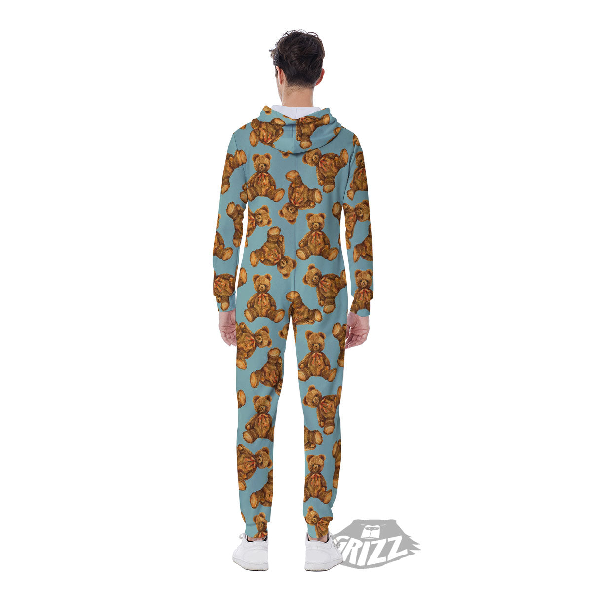 Cute Teddy Bear Print Pattern Men's Jumpsuit-grizzshop