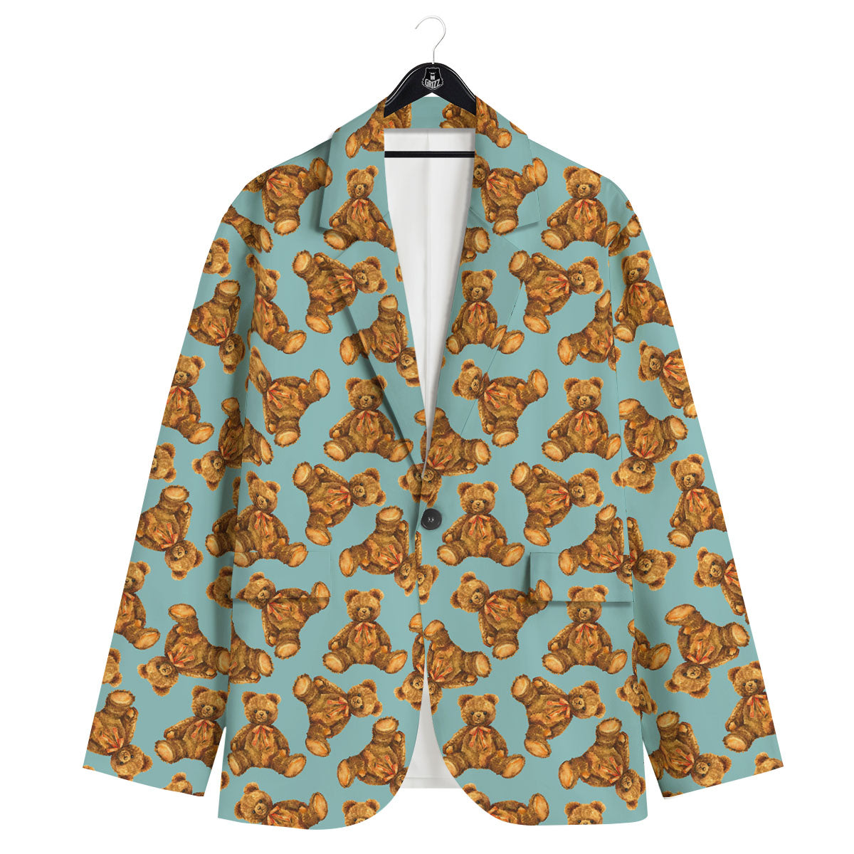 Cute Teddy Bear Print Pattern Men's Sport Coat-grizzshop