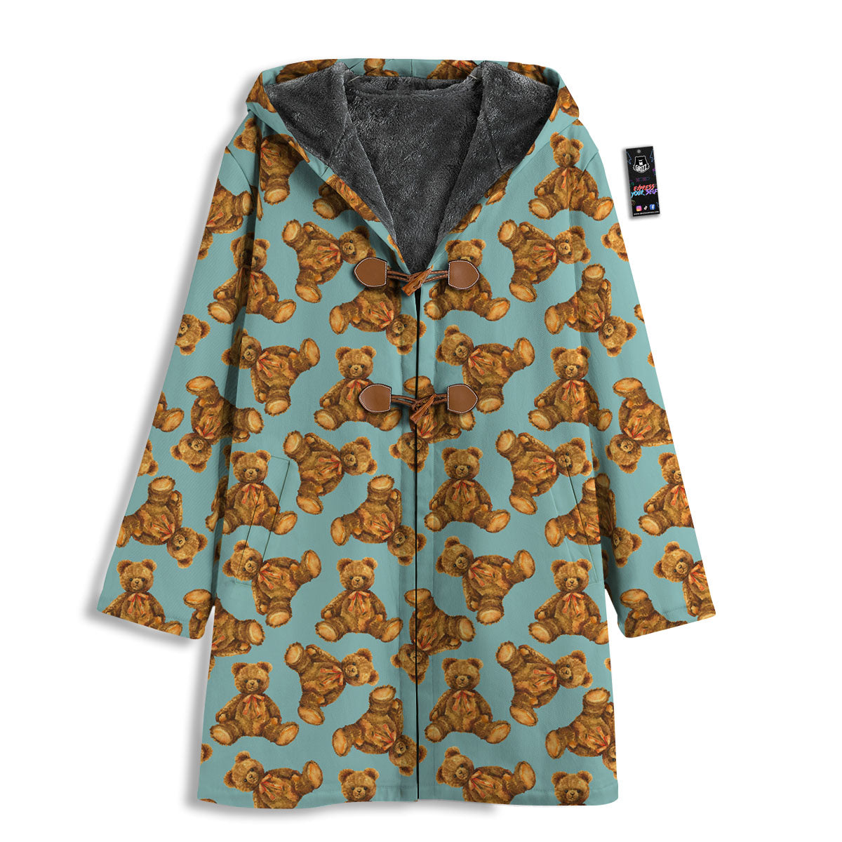 Cute Teddy Bear Print Pattern Men's Windbreaker Jacket-grizzshop