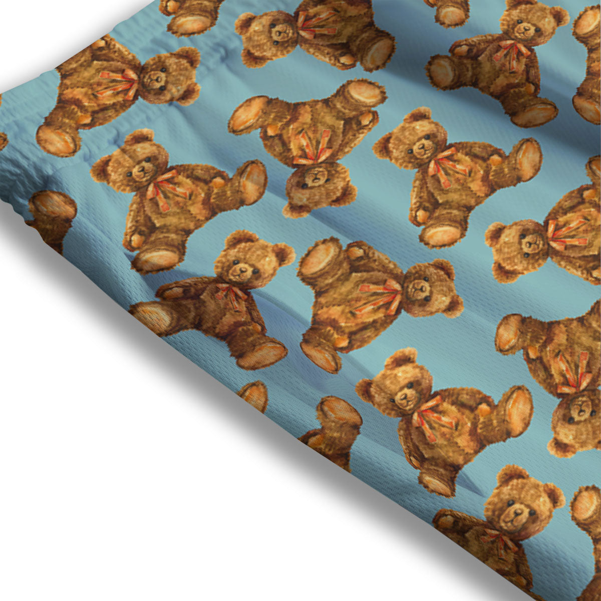 Cute Teddy Bear Print Pattern Mesh Shorts