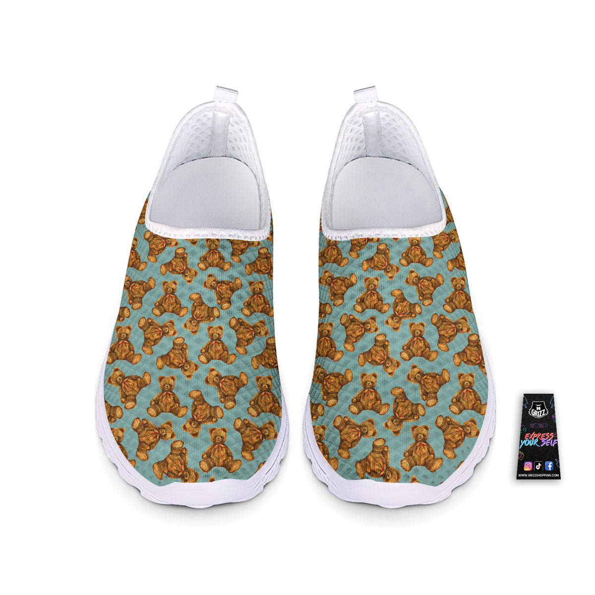 Cute Teddy Bear Print Pattern Nurse Shoes-grizzshop