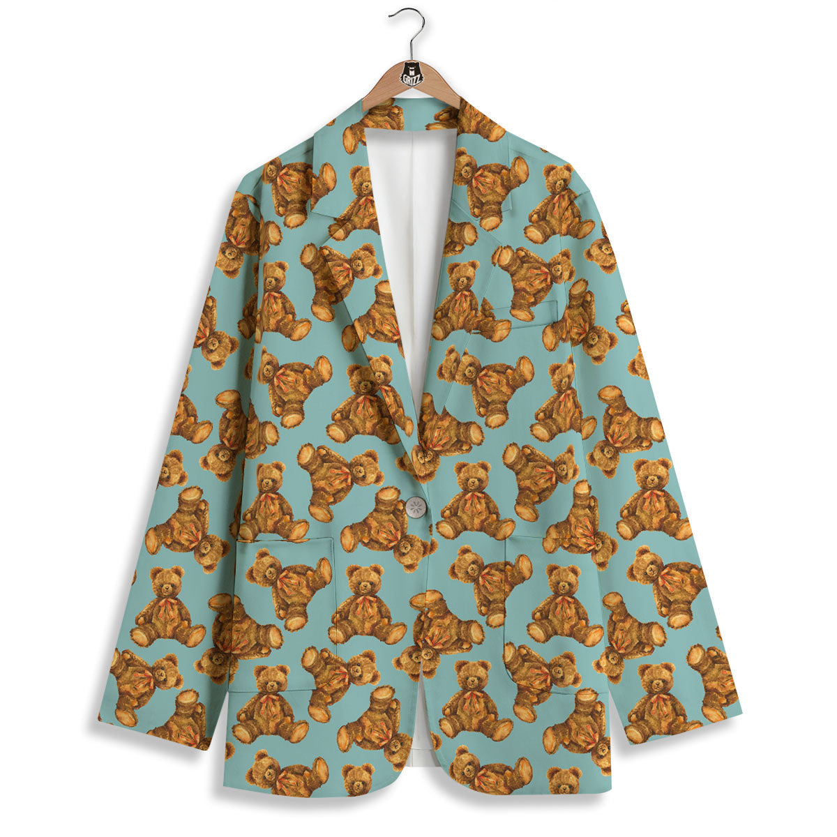 Cute Teddy Bear Print Pattern Women's Blazer-grizzshop