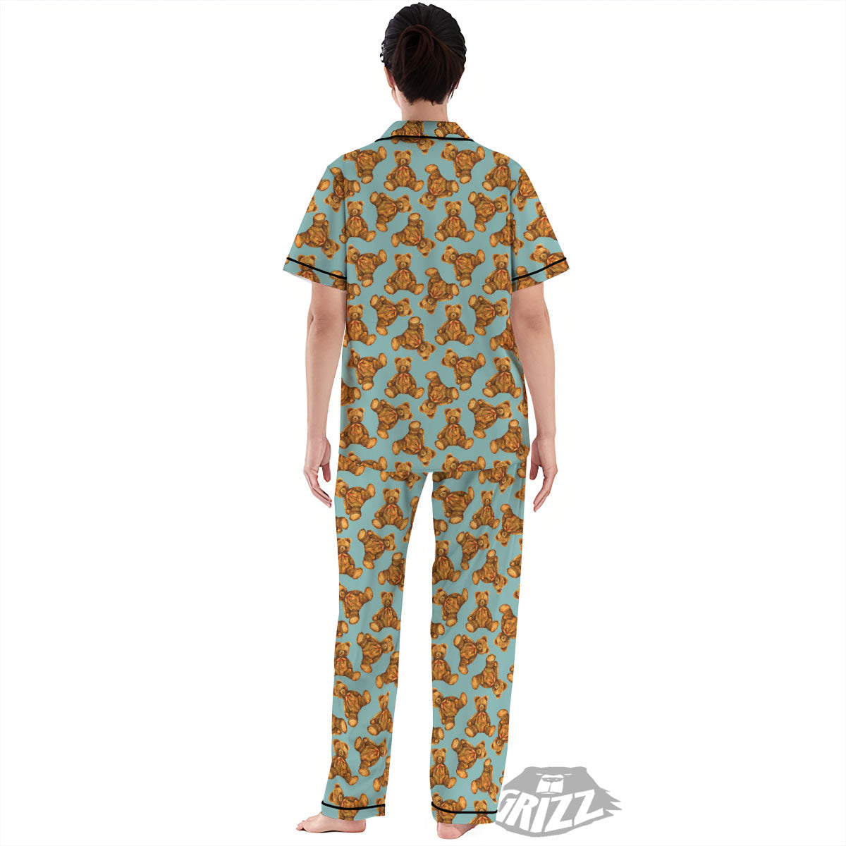 Cute Teddy Bear Print Pattern Women's Pajamas Set-grizzshop