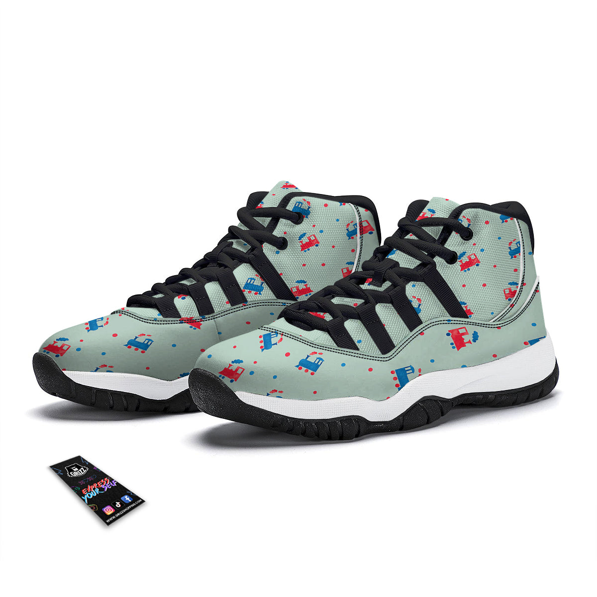 Cute Train Print Pattern Black Bball Shoes-grizzshop