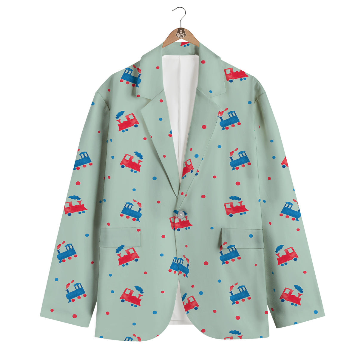 Cute Train Print Pattern Men's Blazer-grizzshop