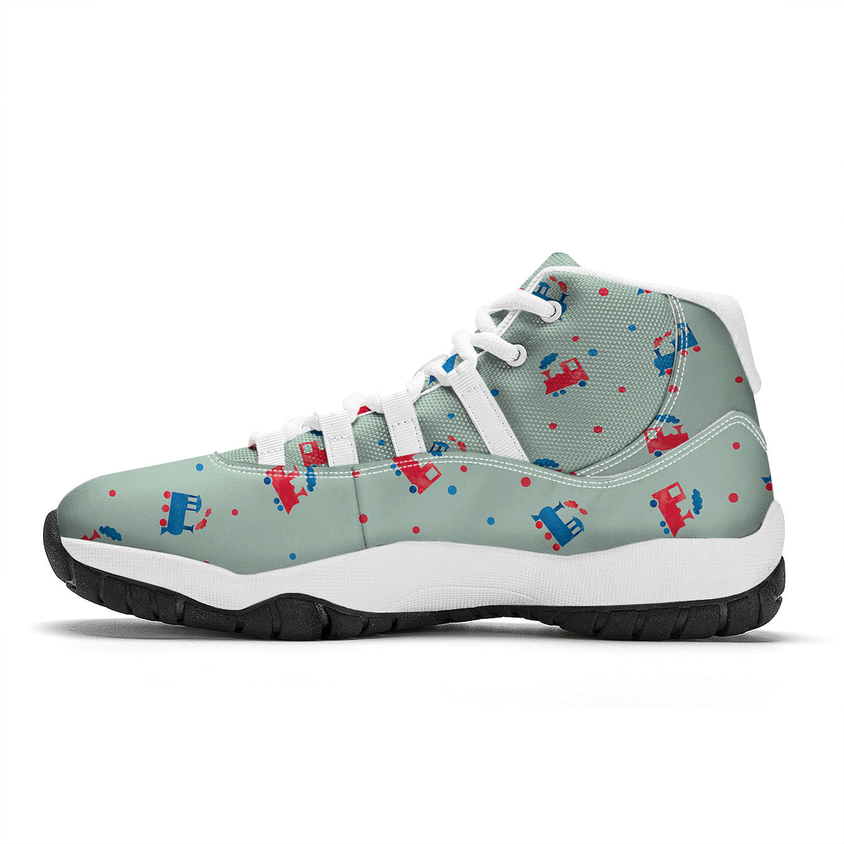 Cute Train Print Pattern White Bball Shoes-grizzshop