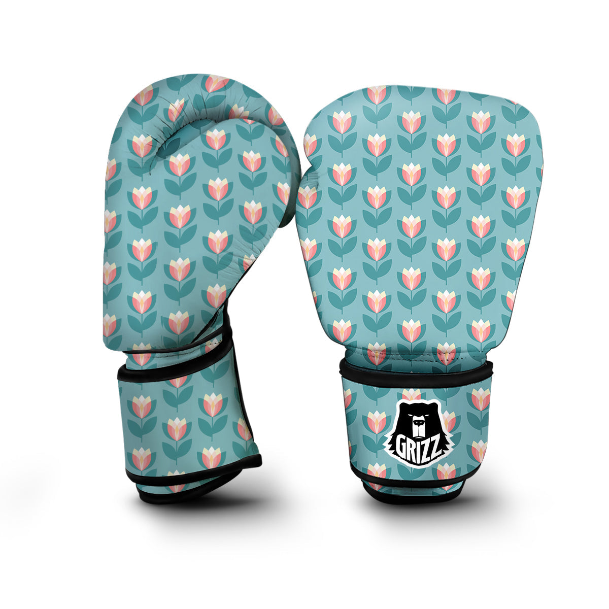 Cute Tulip Print Pattern Boxing Gloves-grizzshop