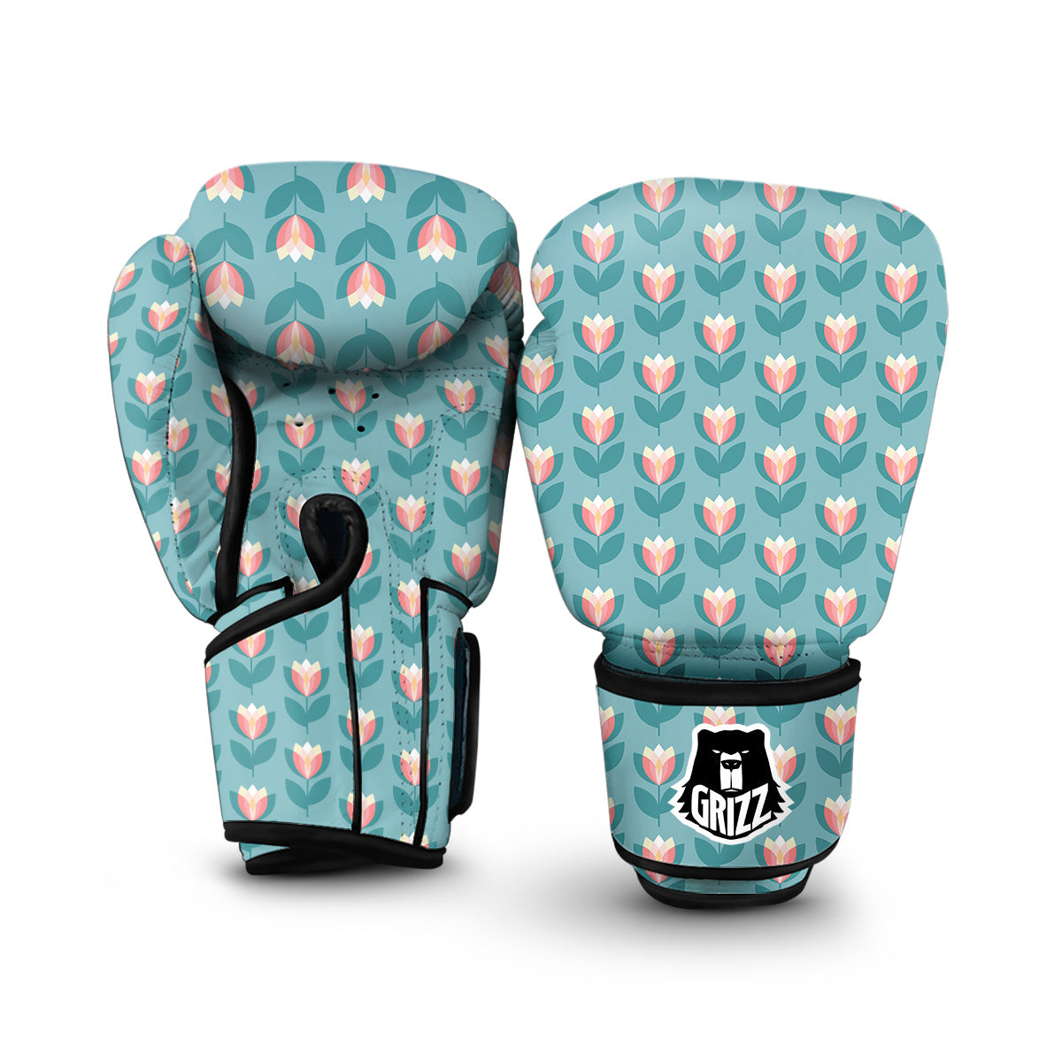 Cute Tulip Print Pattern Boxing Gloves-grizzshop