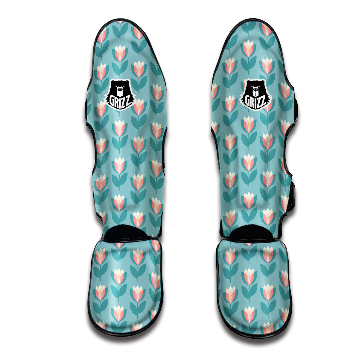 Cute Tulip Print Pattern Muay Thai Shin Guards-grizzshop