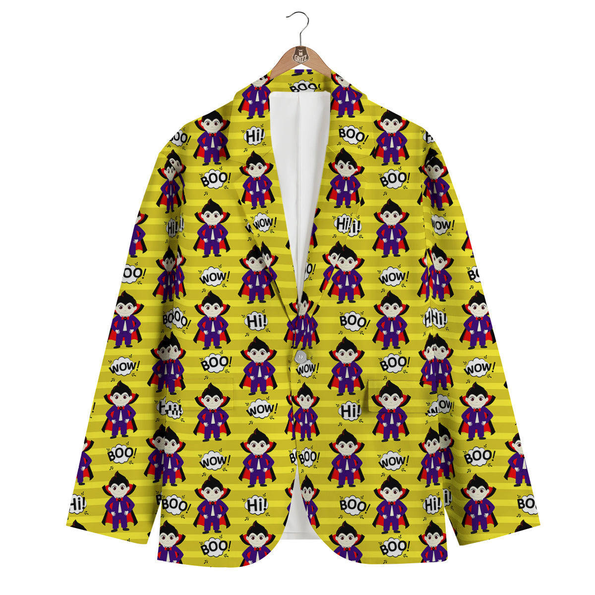 Cute Vampire Striped Print Pattern Men's Blazer-grizzshop