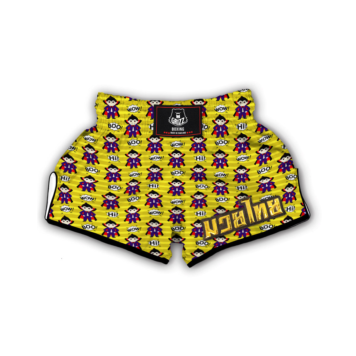 Cute Vampire Striped Print Pattern Muay Thai Boxing Shorts-grizzshop