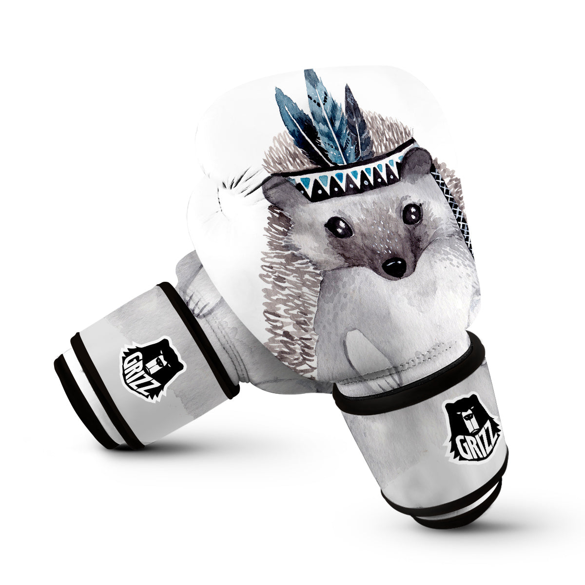 Cute Watercolor Hedgehog Boxing Gloves-grizzshop