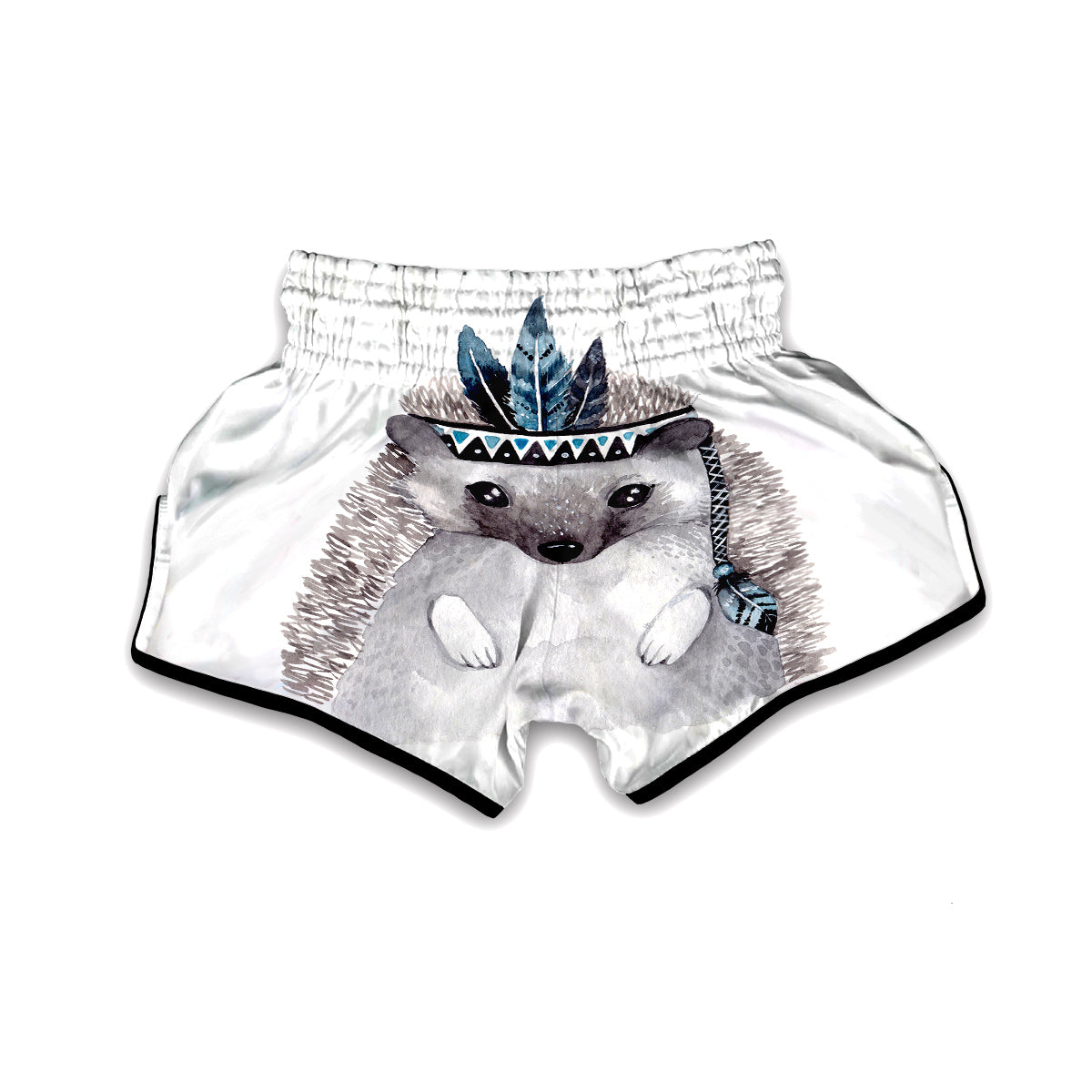 Cute Watercolor Hedgehog Muay Thai Boxing Shorts-grizzshop