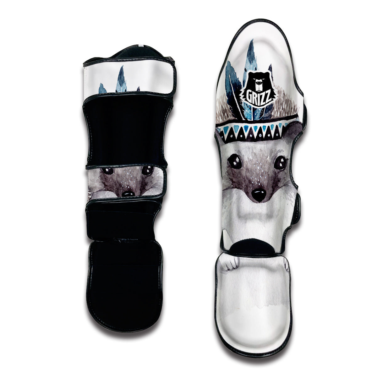 Cute Watercolor Hedgehog Muay Thai Shin Guards-grizzshop