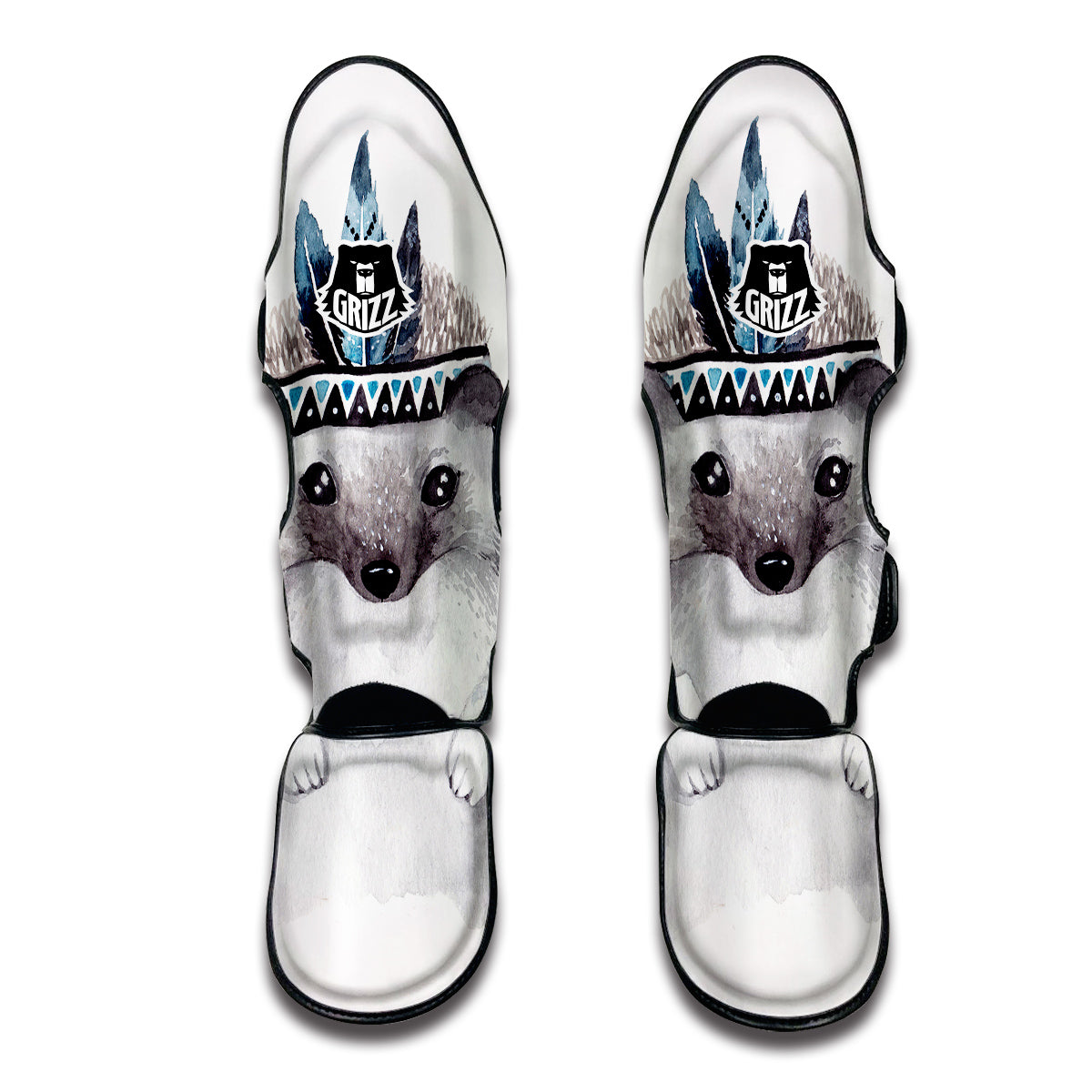 Cute Watercolor Hedgehog Muay Thai Shin Guards-grizzshop