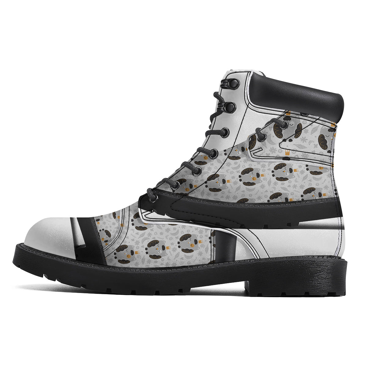 Cute White Grey Owl Print Pattern Boots-grizzshop