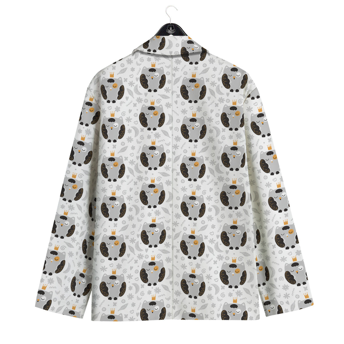 Cute White Grey Owl Print Pattern Men's Sport Coat-grizzshop