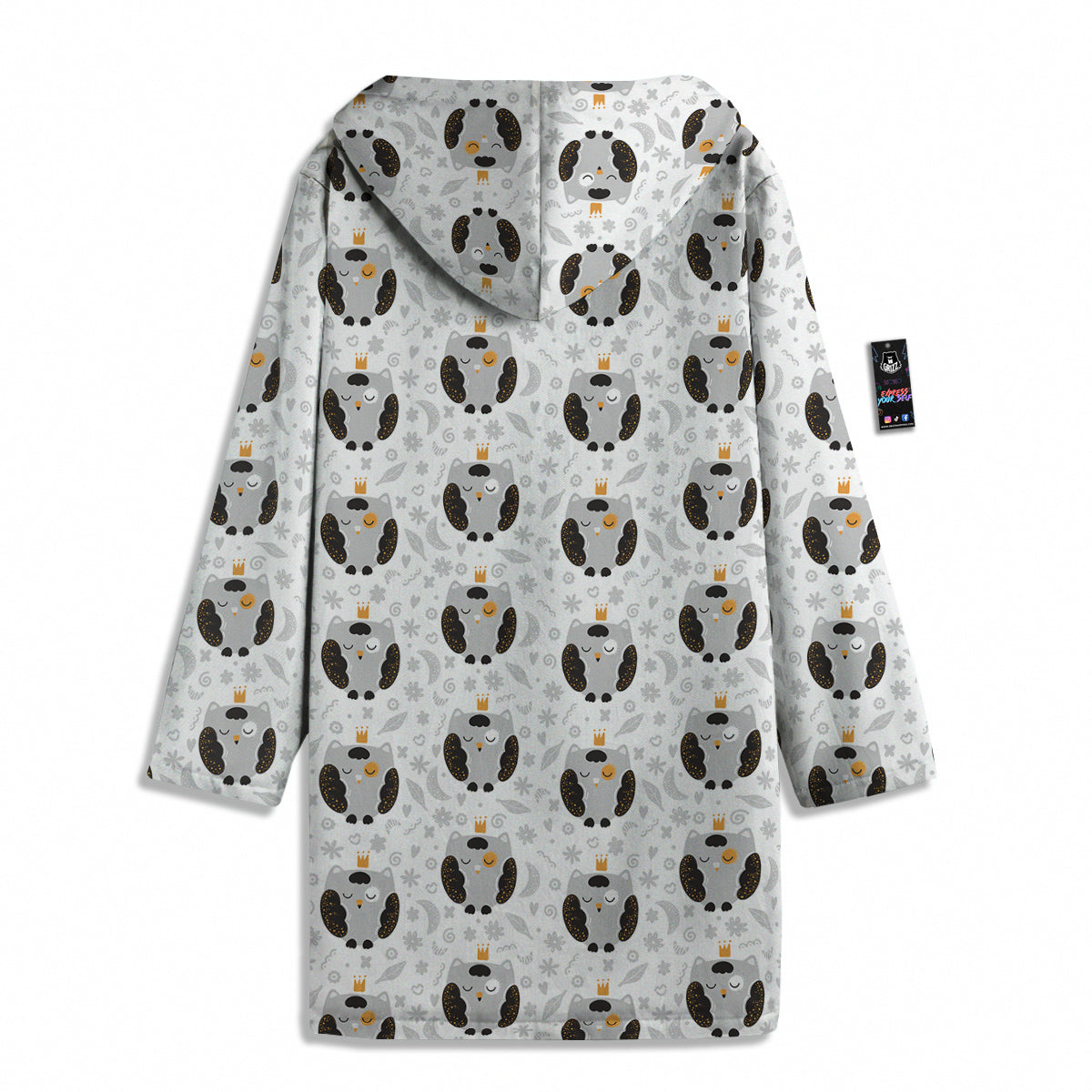 Cute White Grey Owl Print Pattern Men's Windbreaker Jacket-grizzshop