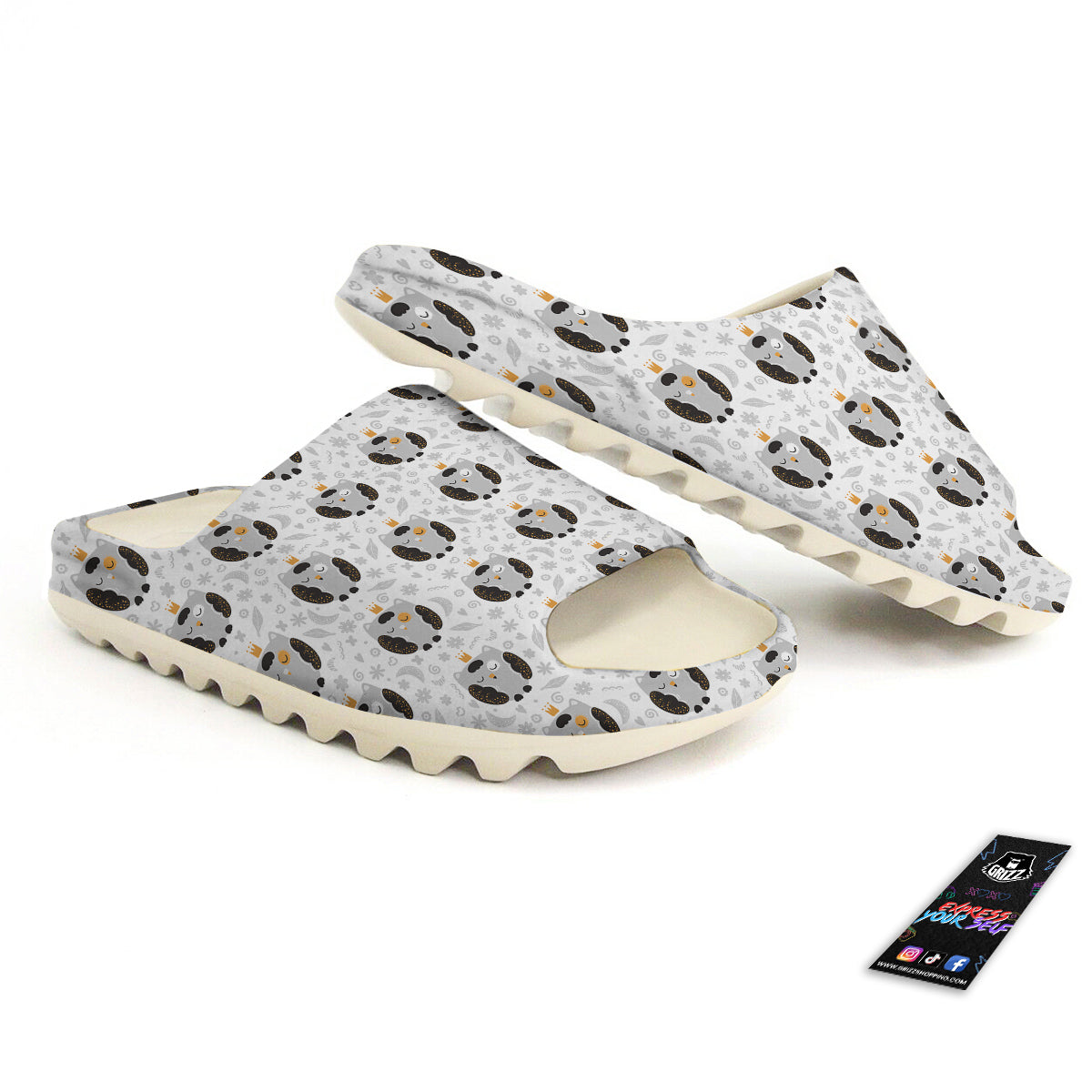Cute White Grey Owl Print Pattern Sandals-grizzshop