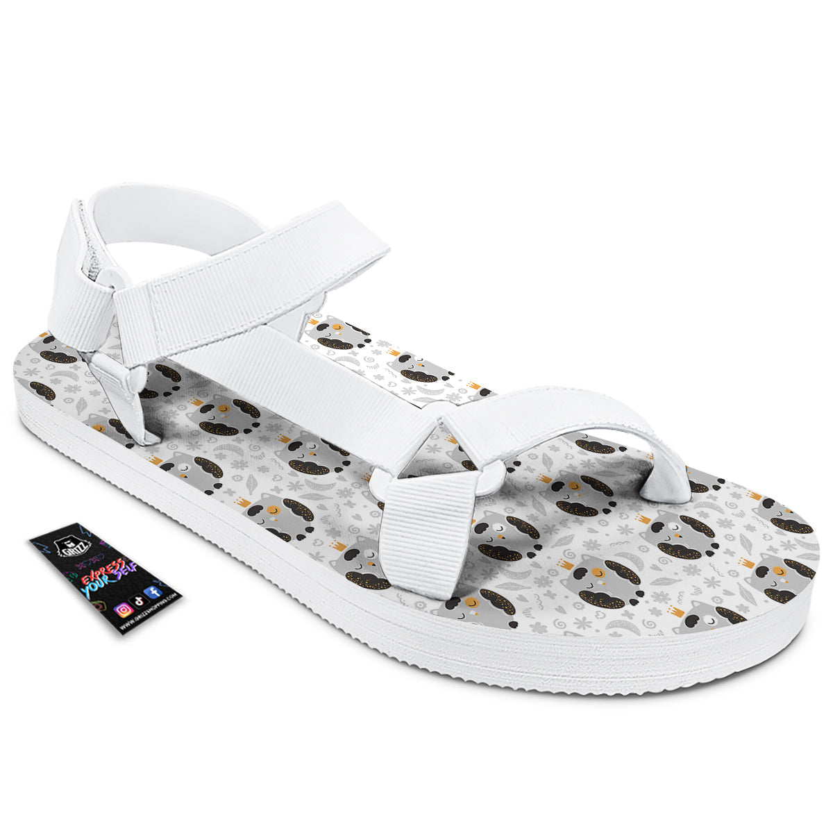 Cute White Grey Owl Print Pattern White Open Toe Sandals-grizzshop