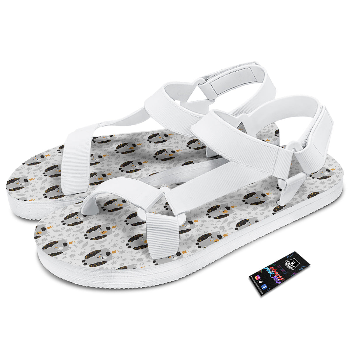 Cute White Grey Owl Print Pattern White Open Toe Sandals-grizzshop