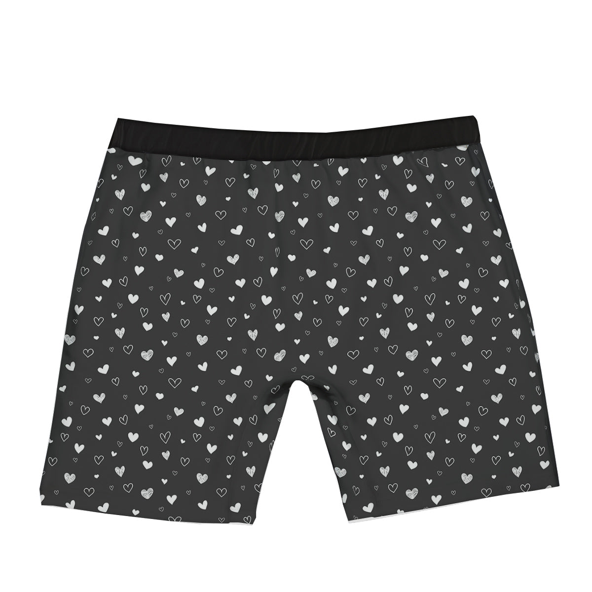 Cute White Heart And Black Print Pattern Boxer Briefs-grizzshop