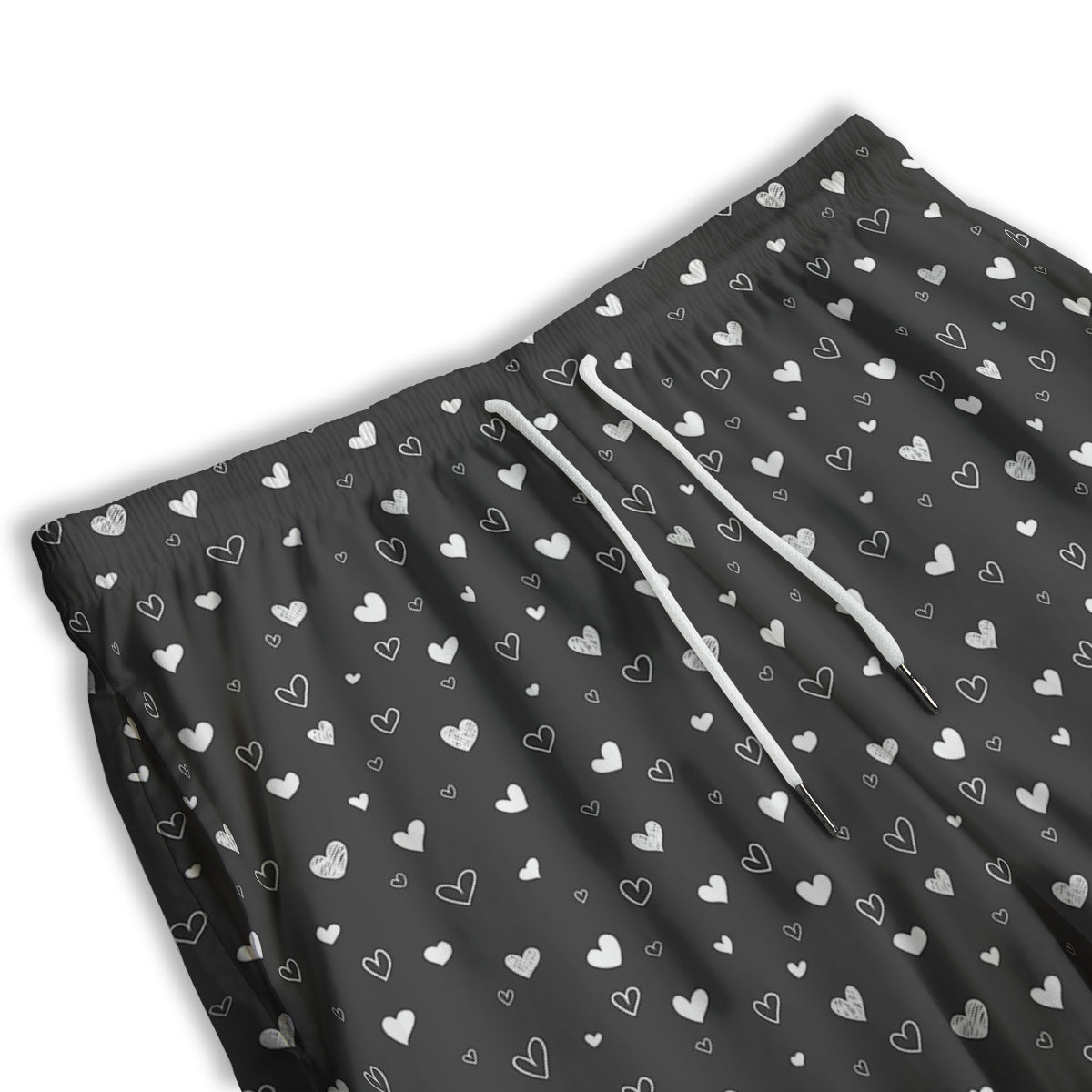 Cute White Heart And Black Print Pattern Men's Athletic Shorts
