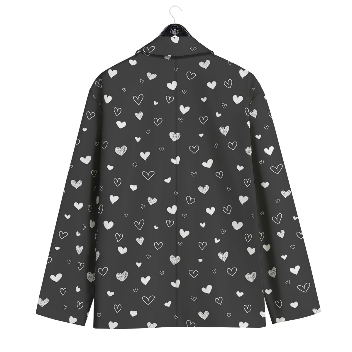 Cute White Heart And Black Print Pattern Men's Sport Coat-grizzshop