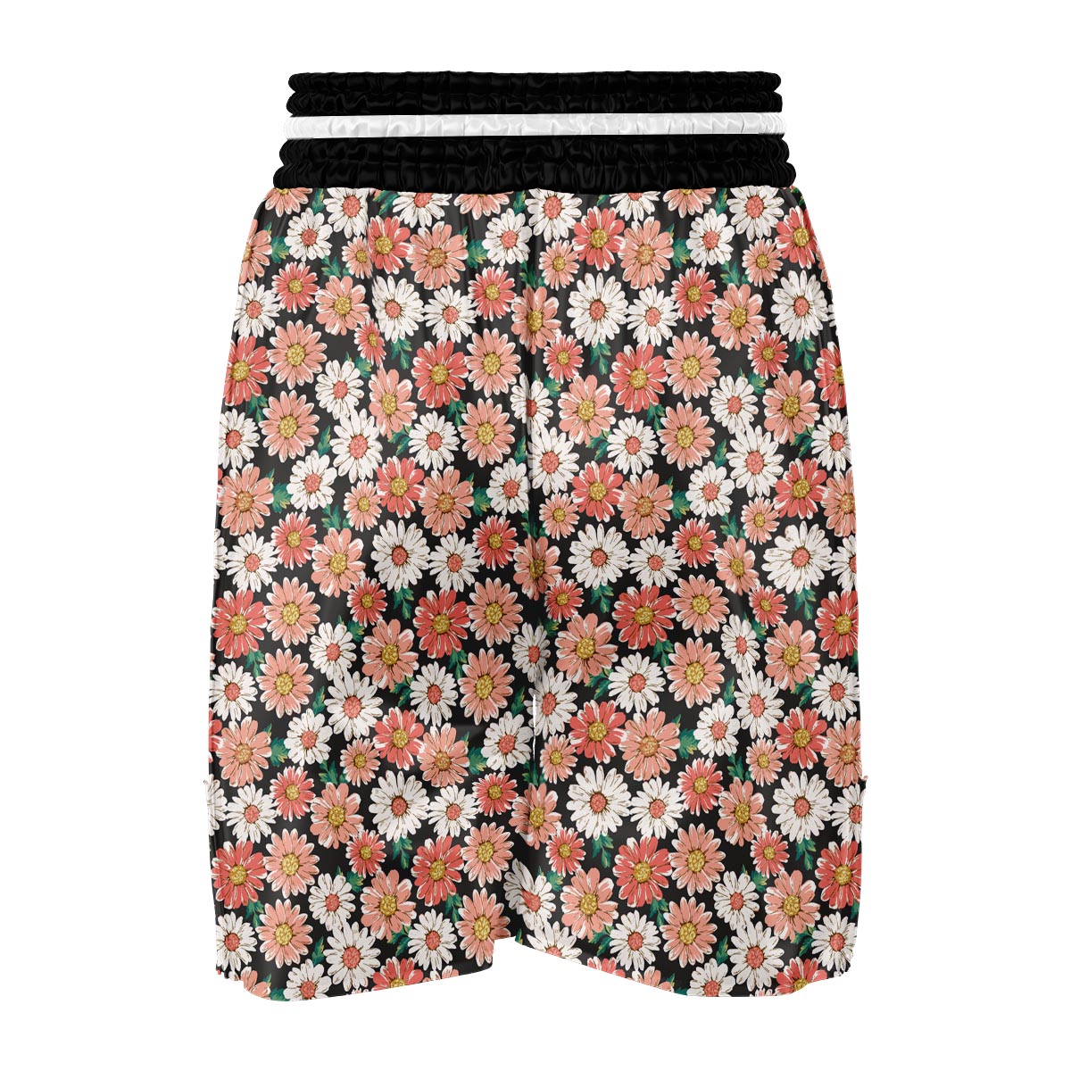 Cute White Pink Daisy Pattern Print Boxing Shorts-grizzshop