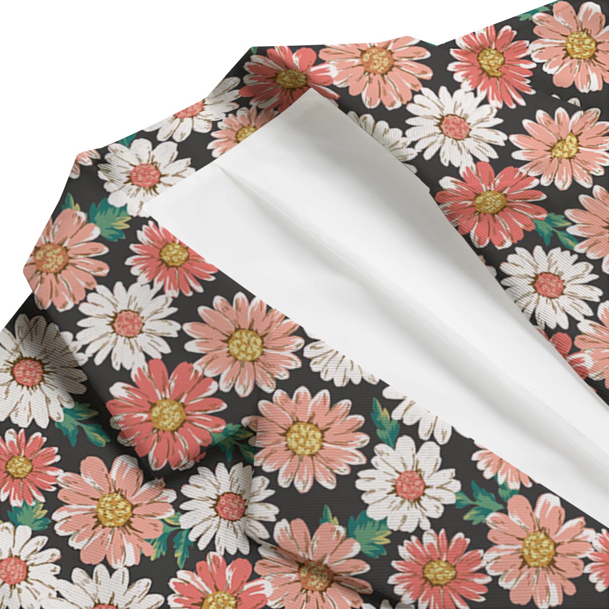 Cute White Pink Daisy Pattern Print Men's Blazer-grizzshop
