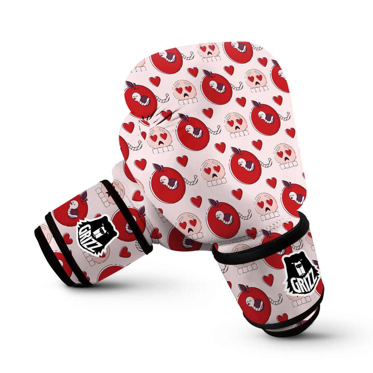 Cute Worm And Apple Print Pattern Boxing Gloves-grizzshop