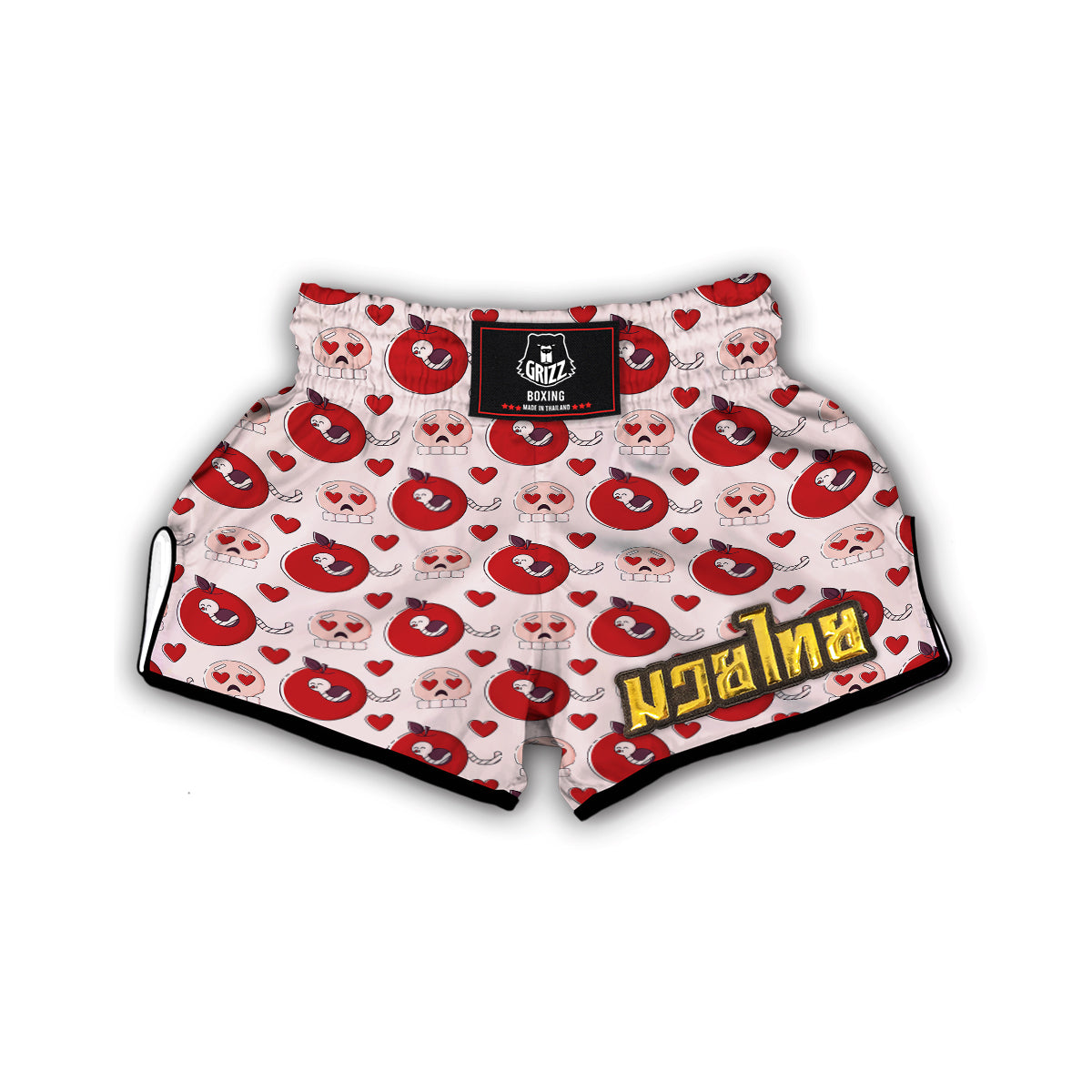 Cute Worm And Apple Print Pattern Muay Thai Boxing Shorts-grizzshop