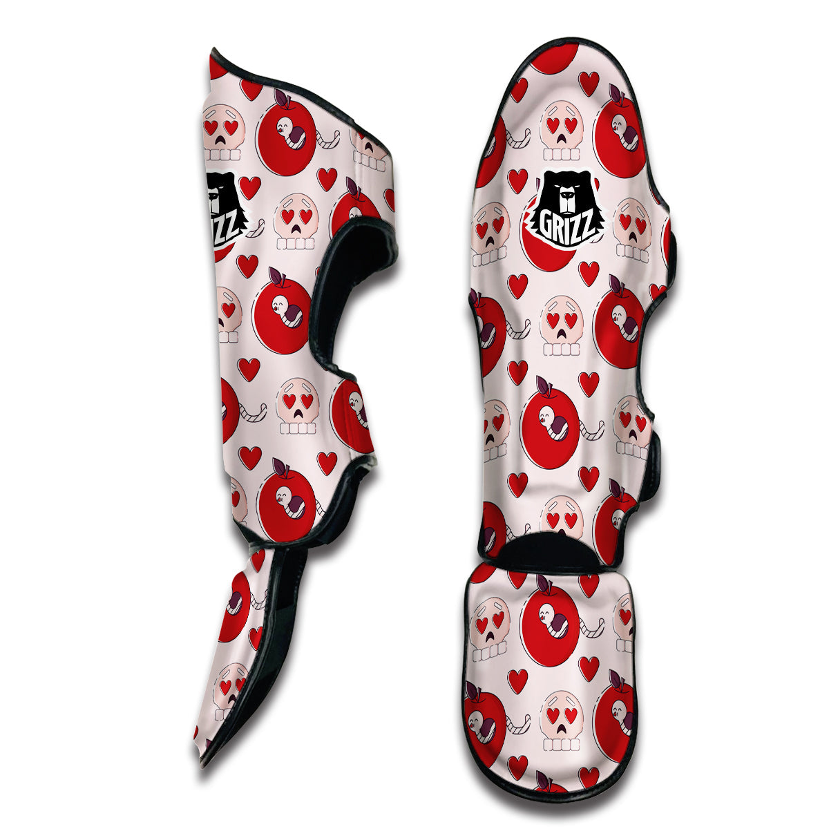 Cute Worm And Apple Print Pattern Muay Thai Shin Guards-grizzshop