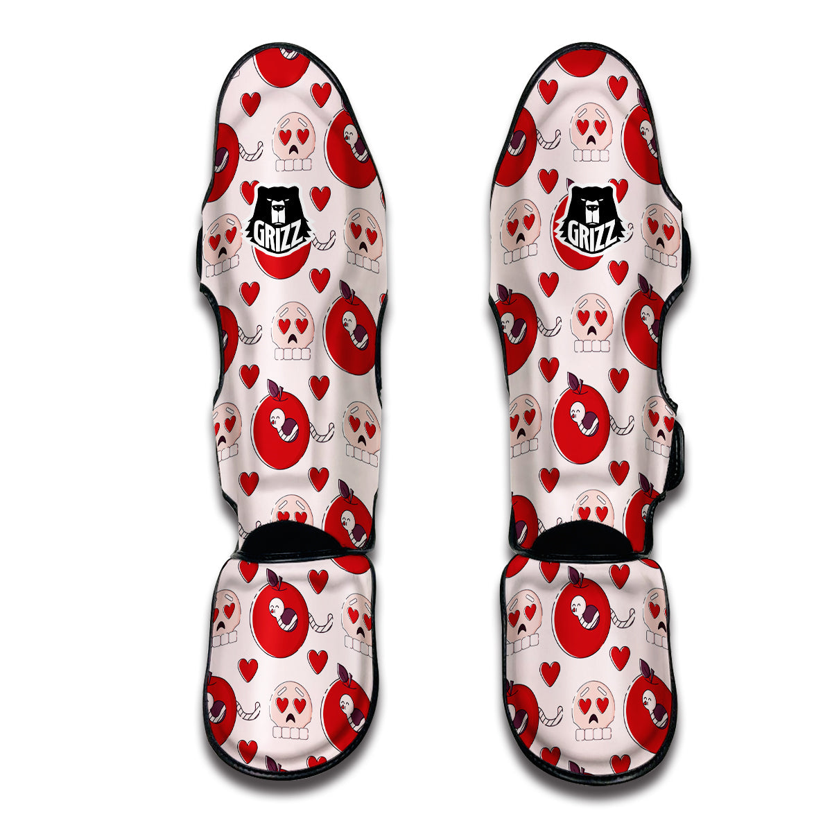 Cute Worm And Apple Print Pattern Muay Thai Shin Guards-grizzshop