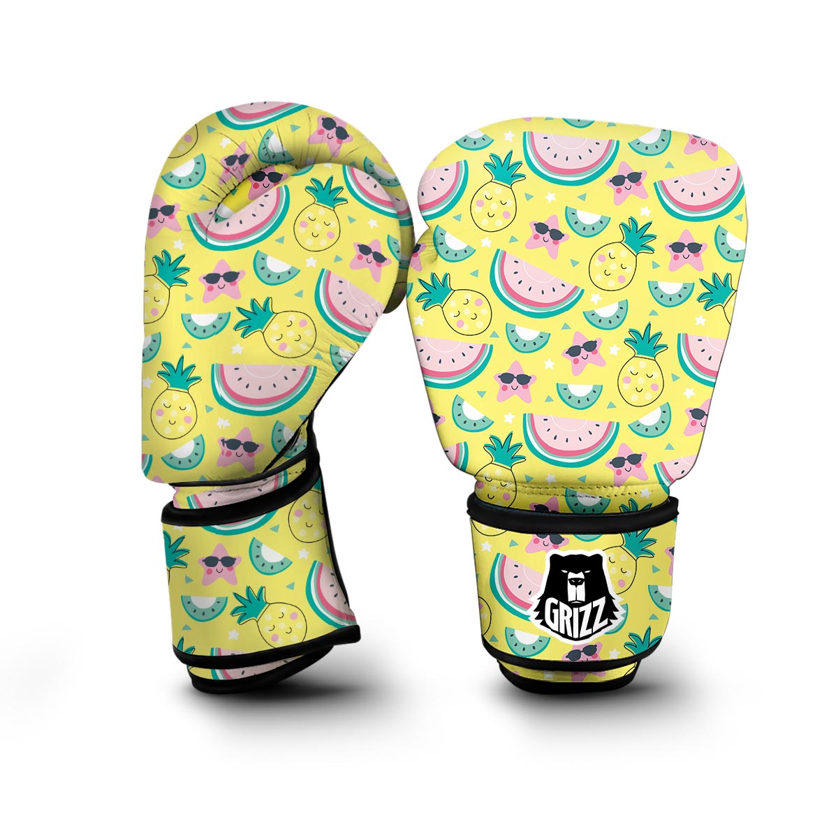 Cute Yellow Watermelon Pineapple Print Boxing Gloves-grizzshop