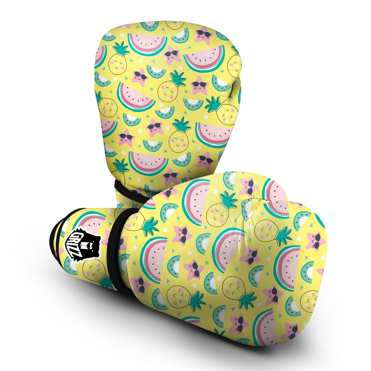 Cute Yellow Watermelon Pineapple Print Boxing Gloves-grizzshop