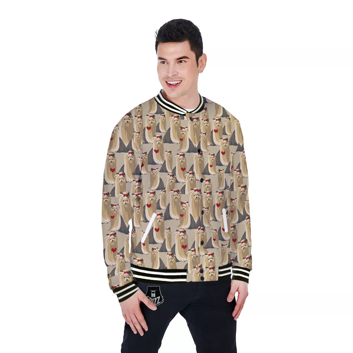 Cute Yorkshire Terrier Print Pattern Baseball Jacket-grizzshop