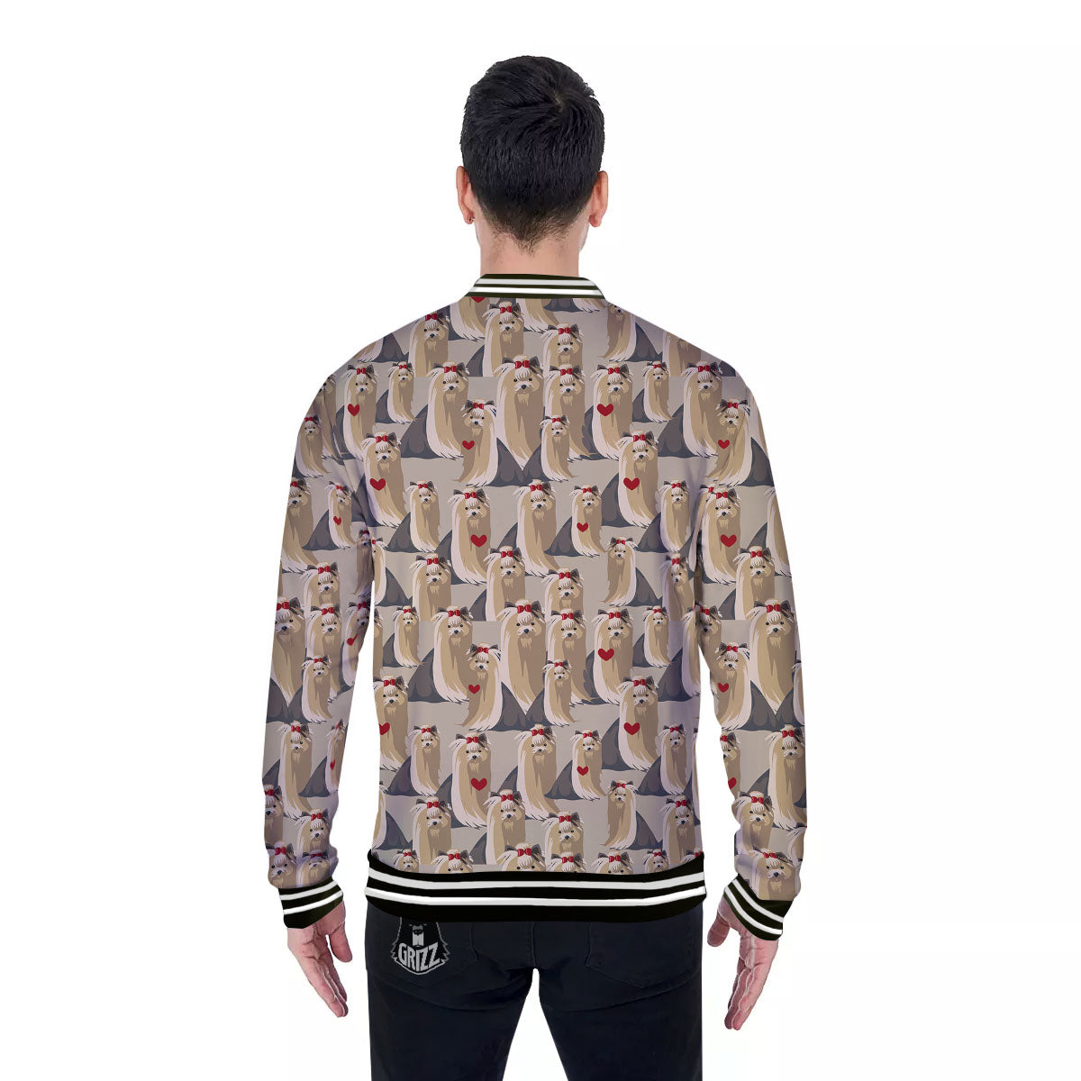 Cute Yorkshire Terrier Print Pattern Baseball Jacket-grizzshop
