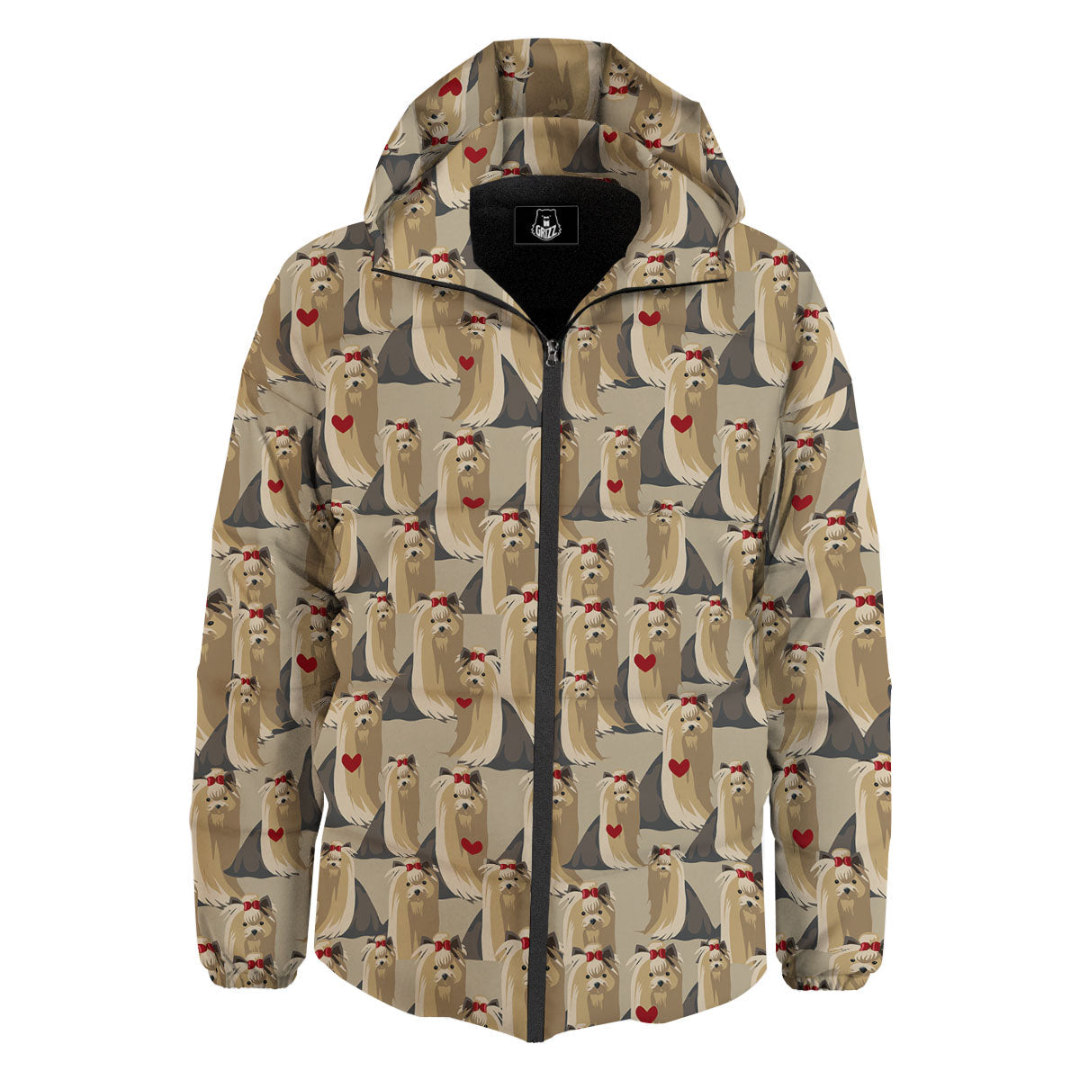 Cute Yorkshire Terrier Print Pattern Down Jacket-grizzshop
