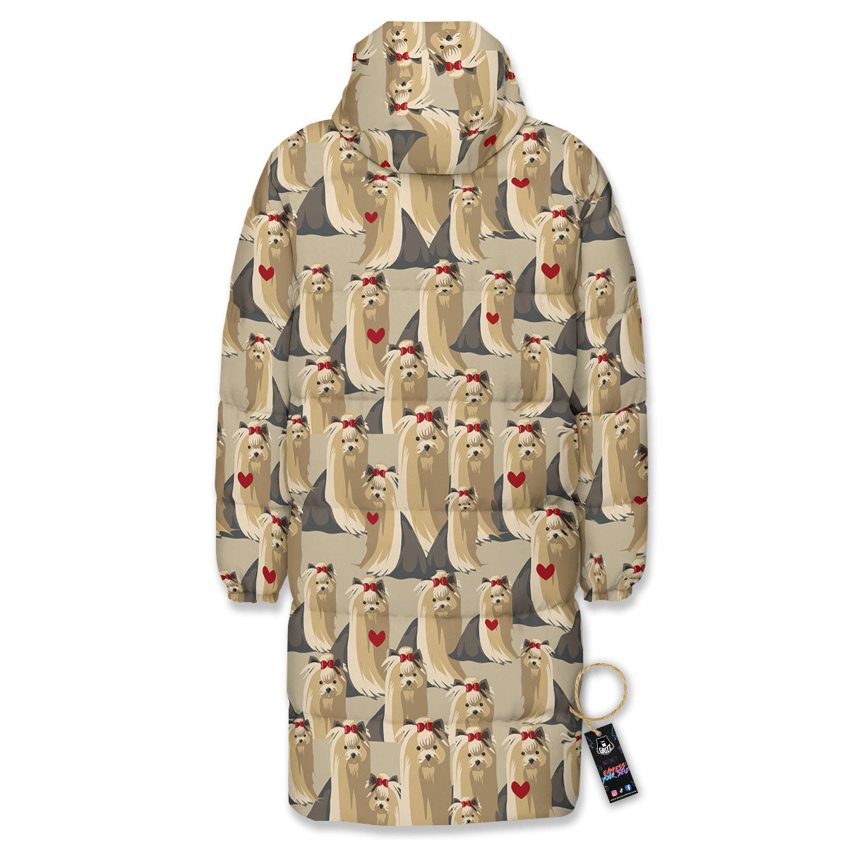 Cute Yorkshire Terrier Print Pattern Long Down Jacket-grizzshop