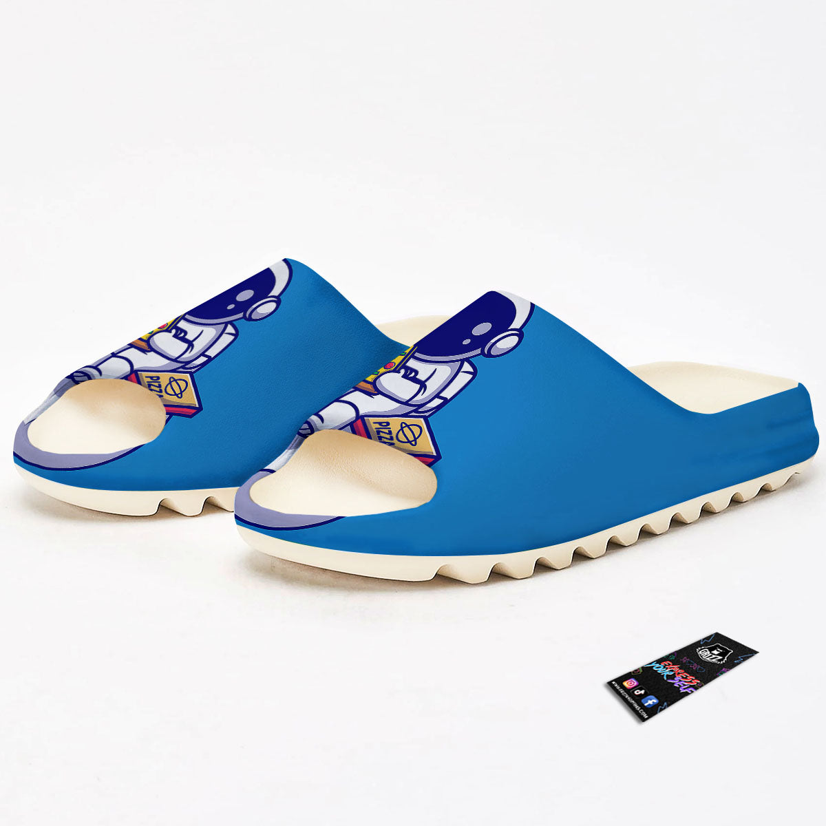 Cute Astronaut Eating Pizza Print Sandals-grizzshop