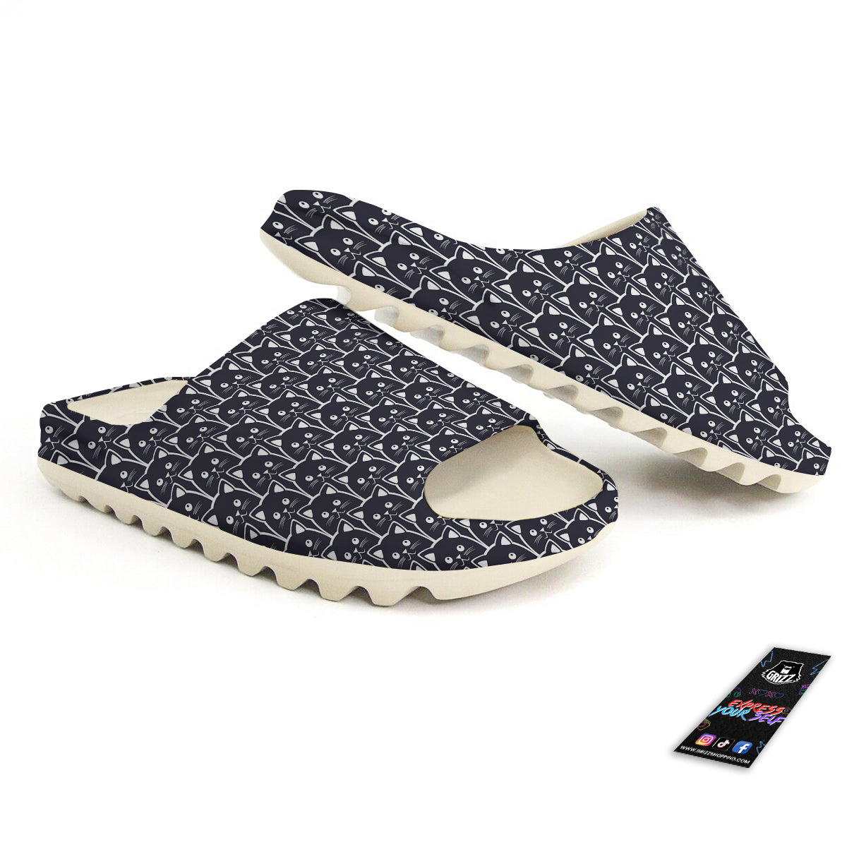 Cute Black Cat Print Pattern Sandals-grizzshop
