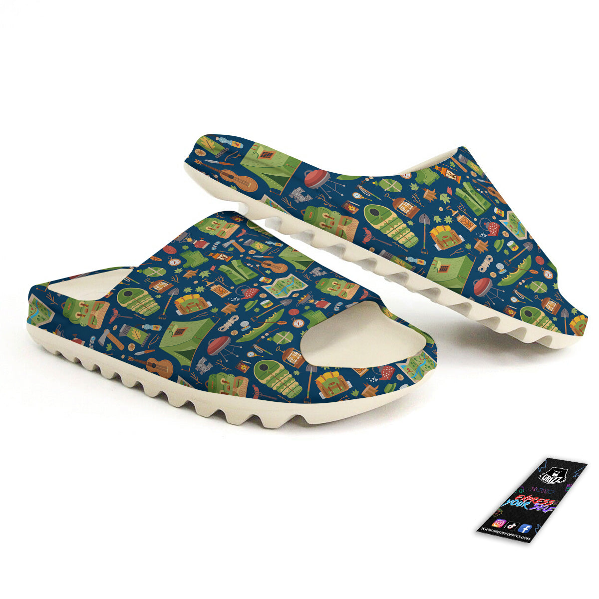 Cute Camping Equipment Print Pattern Sandals-grizzshop