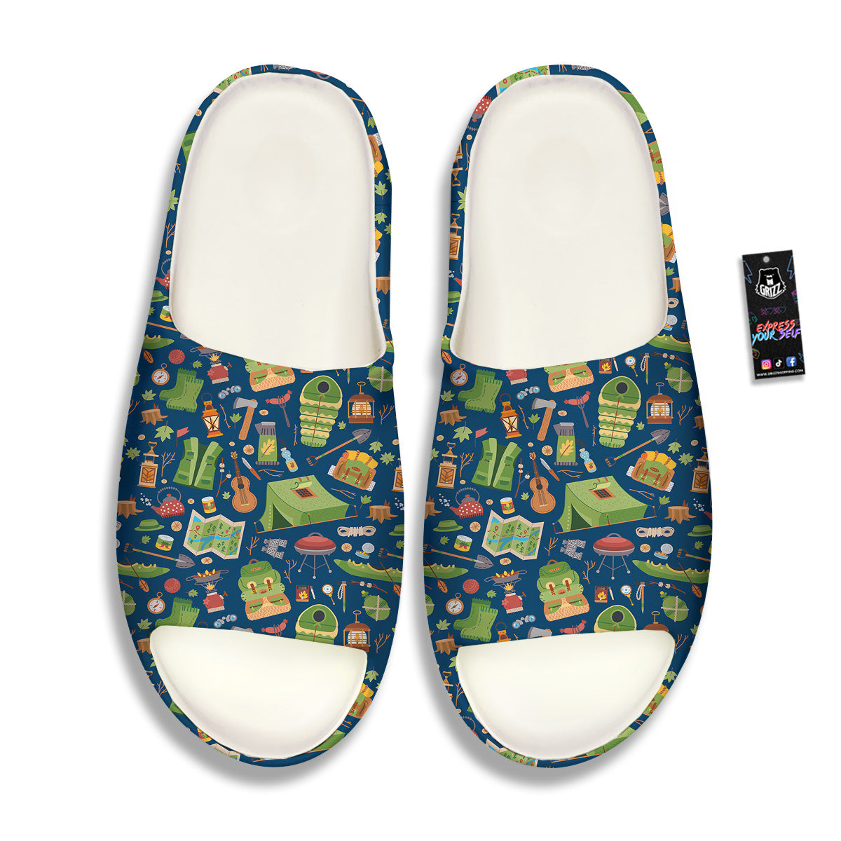 Cute Camping Equipment Print Pattern Sandals-grizzshop