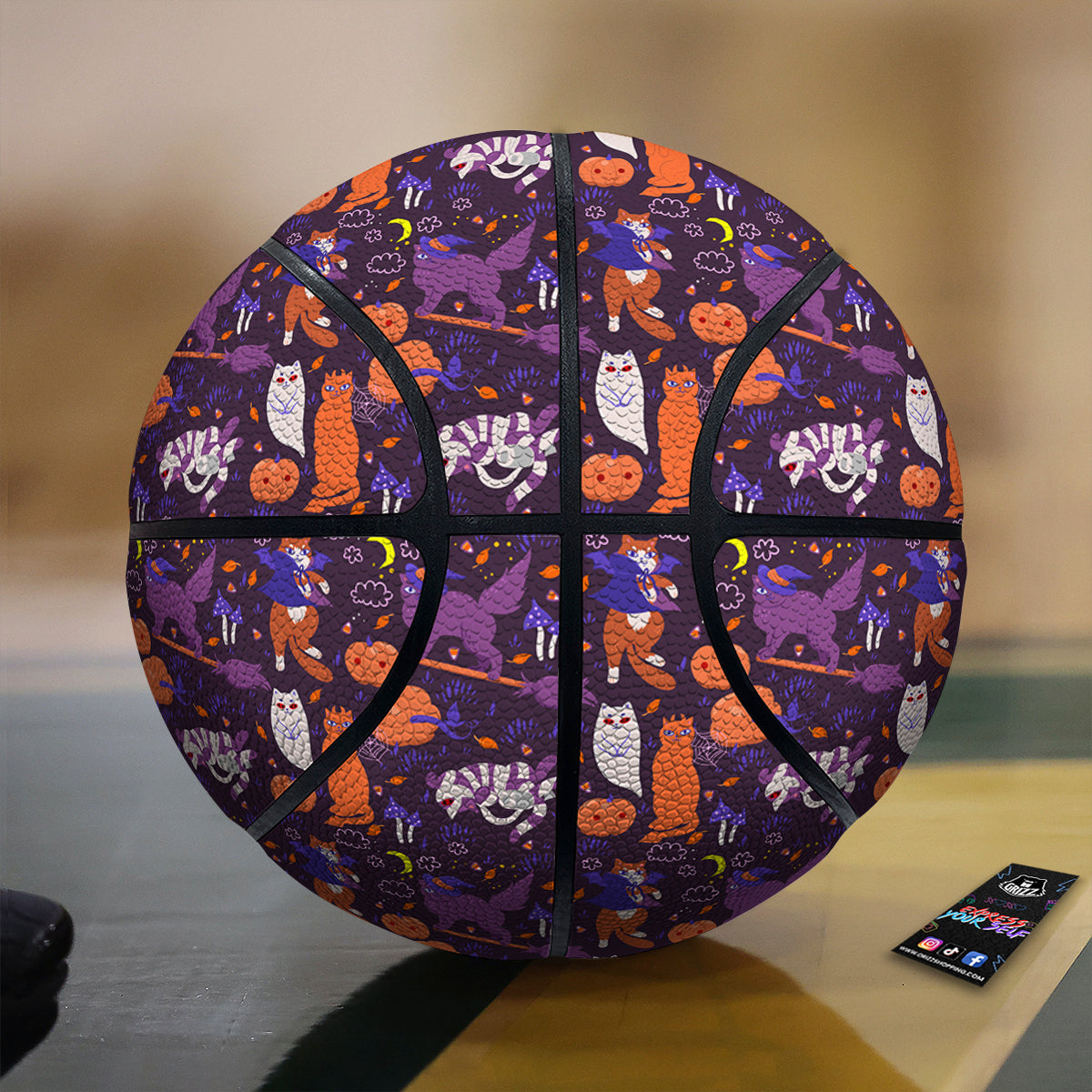 Cute Cats Halloween Print Pattern Basketball