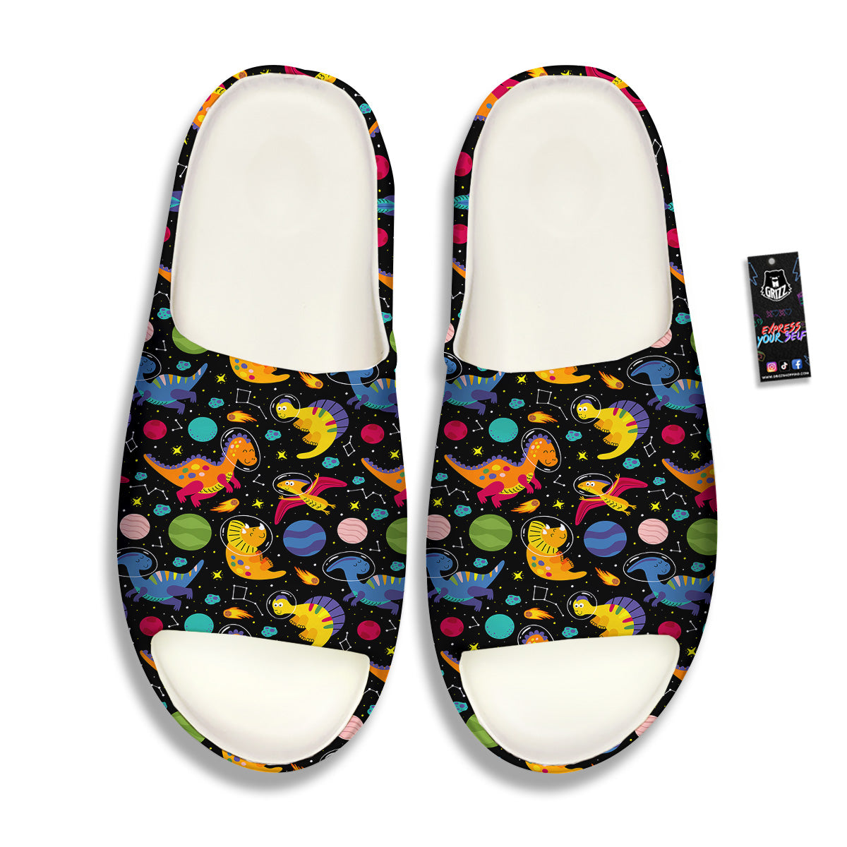 Cute Dinosaurs In Space Print Pattern Sandals-grizzshop
