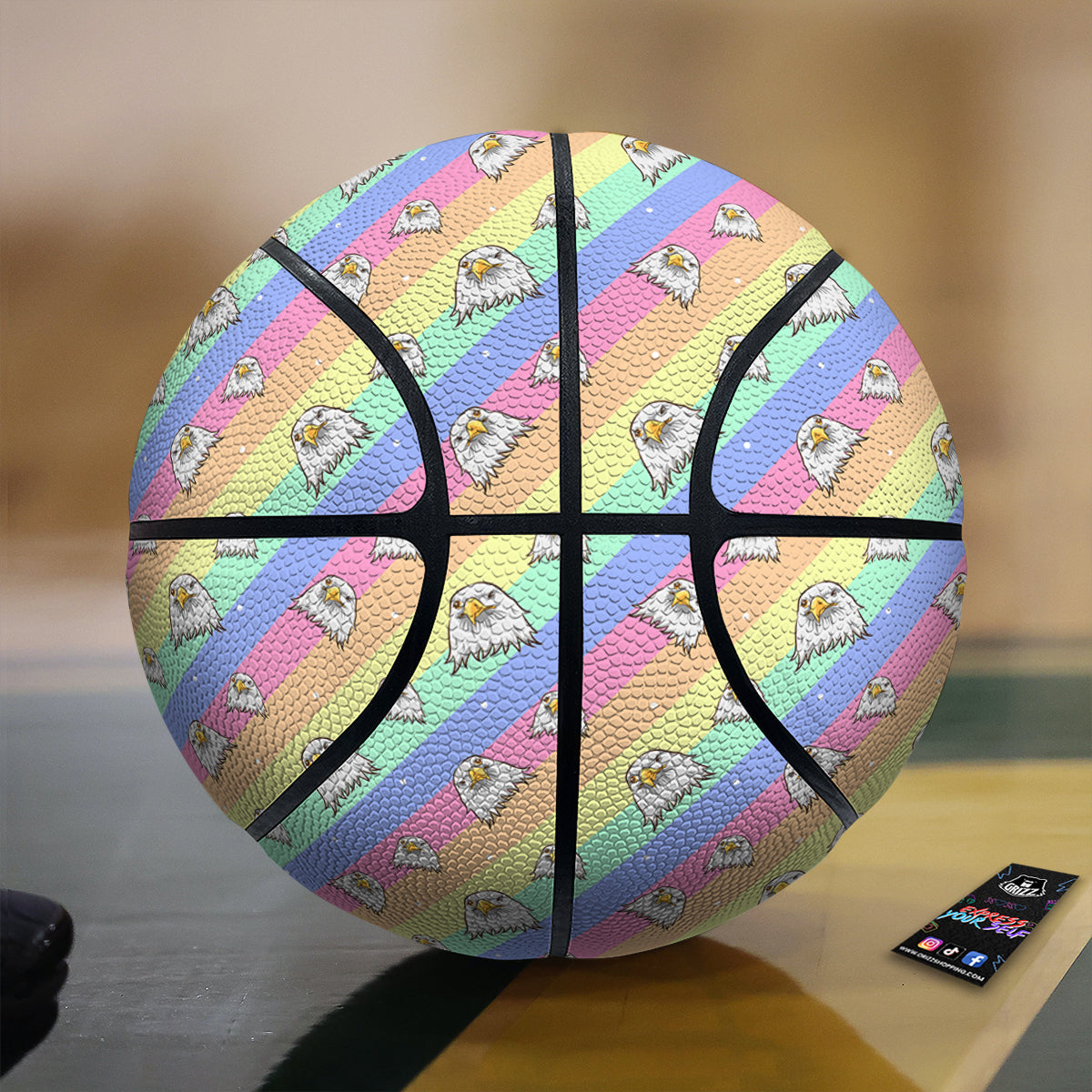 Cute Eagle Rainbow Print Pattern Basketball