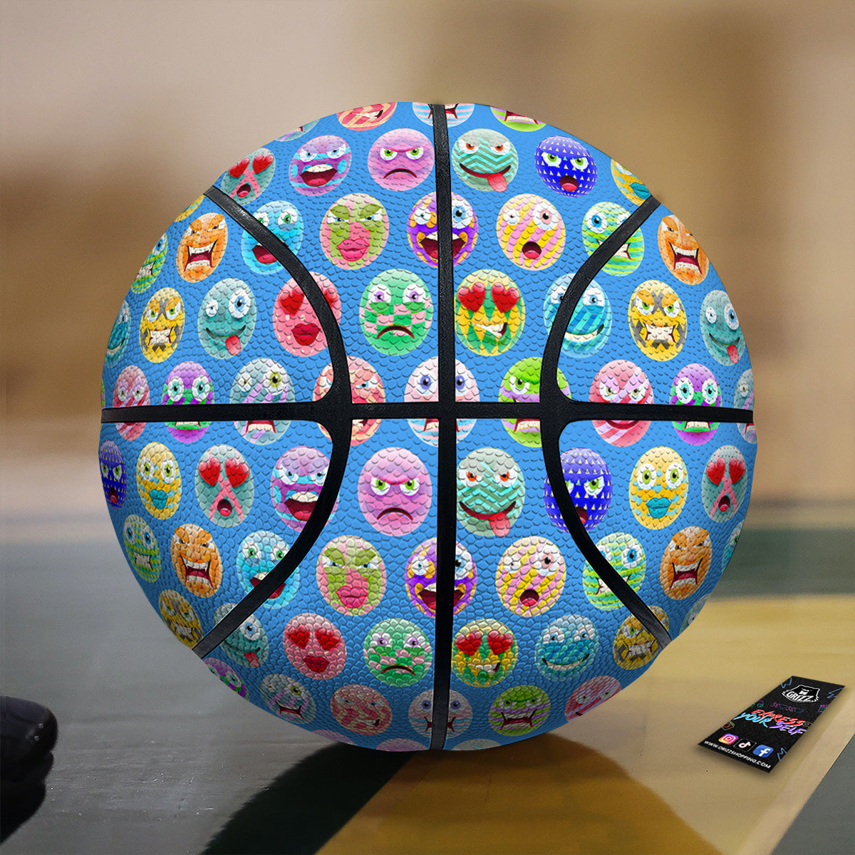 Cute Emoji Blue Print Pattern Basketball