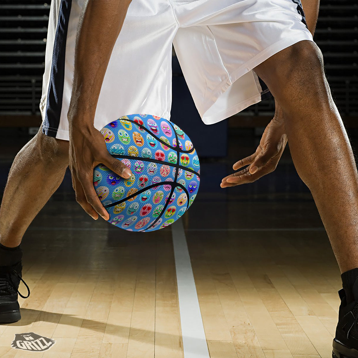 Cute Emoji Blue Print Pattern Basketball