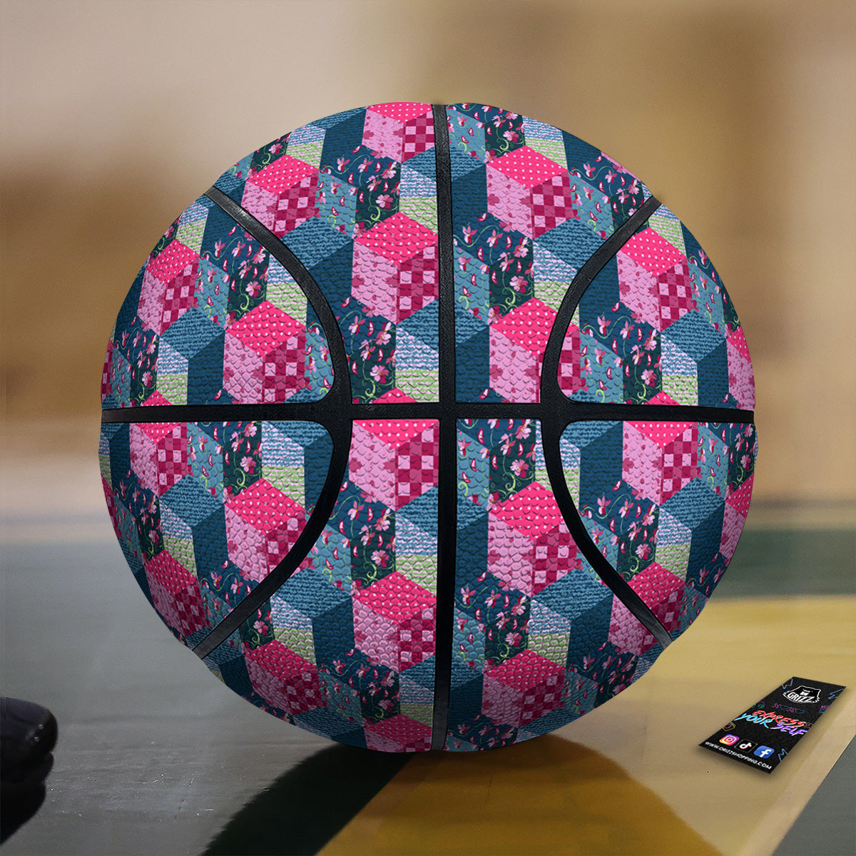 Cute Floral Patchwork Print Pattern Basketball